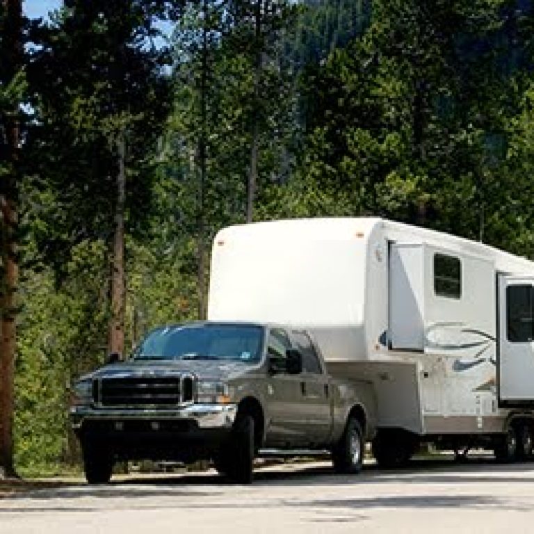 a camper  trailer in yellowstone national park